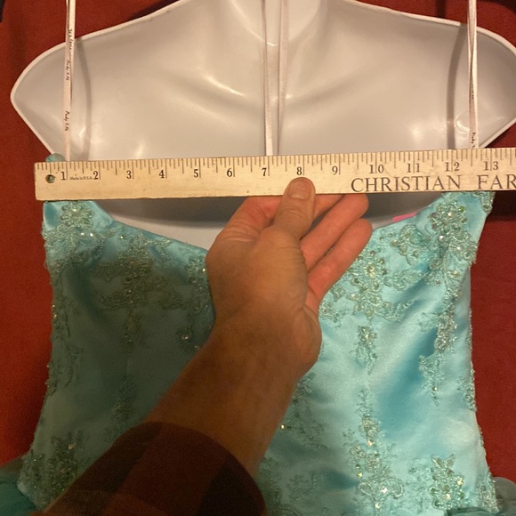 Prom Formal Gown Dress Aquamarine Blue Pinky & Me size 12P - Picture 8 of 9